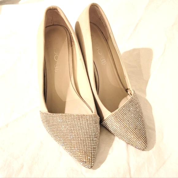 2/$18 Aldo Gray Silver Embellished Rhinestone Sparkle Pump Heels Pointy Toe - Picture 4 of 7